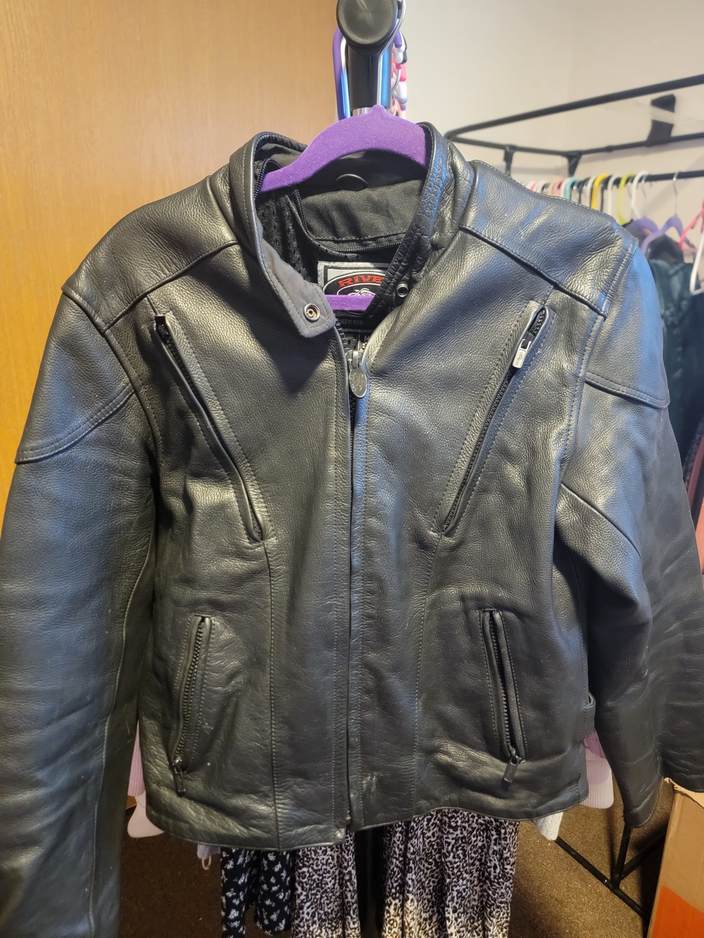 Black Motercycle Leather Jacket - Classic Biker Style